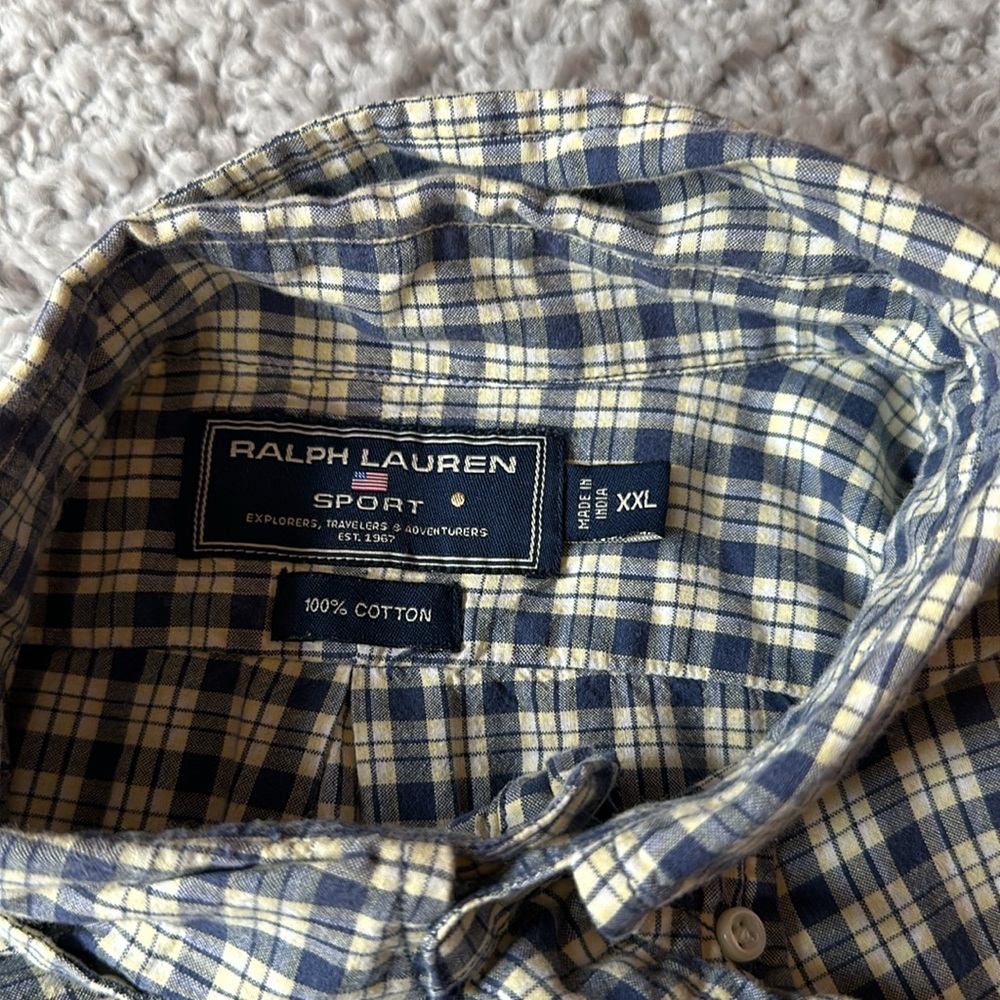 Ralph Lauren Sport Blue Plaid Button Down Shirt Size XXL - Picture 4 of 6